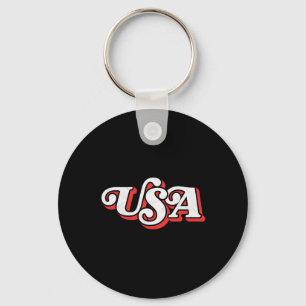 Porte-clés Vintage Usa Retro Typographie 4 juillet patriotiqu