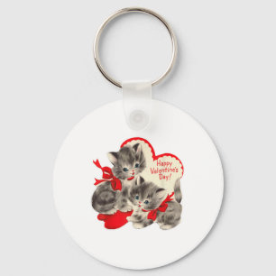 Porte-clés Vintage Valentines Jour Chat Kitten Kitty Retro Va