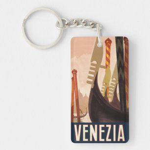Porte-clés Vintage Venezia Italie Voyage Art Venise Gondole