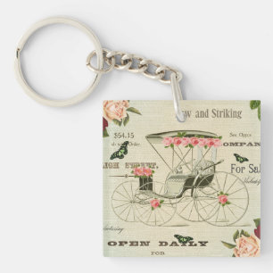 Porte-clés vintage victorien féminin avec fleurs