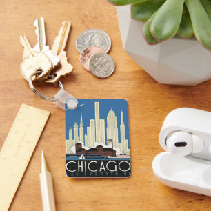 Porte-clés Vintage voyage Chicago a tout City Skyline