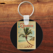 Porte-clés Vintage voyage de palmier Zihuatanejo (Recto)