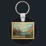 Porte-clés Vintage voyage du parc Glacier du Montana<br><div class="desc">Le Montana est de style Vintage voyage et dispose d'un lac dans le parc national des Glaciers.</div>