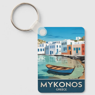 Porte-clés Vintage voyage Mykonos Grèce Paysage balnéaire