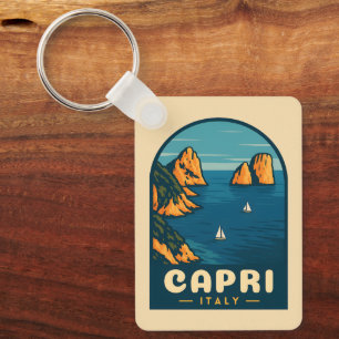 Porte-clés Vintage voyage rétro Capri Italie Côte Pittoresque