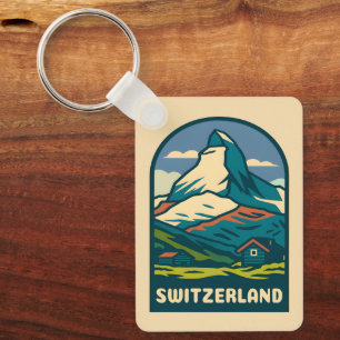 Porte-clés Vintage voyage rétro Suisse Matterhorn