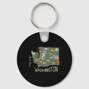 Porte-clés Vintage Washington État Evergreen Seattle Pacifiqu