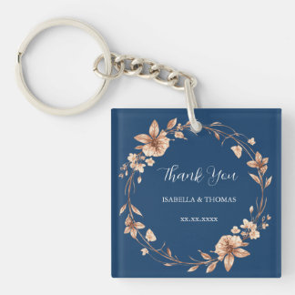 Porte-clés Vintage watercolor rose gold Daisy Floral Botanica