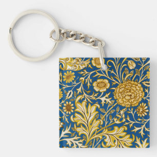 Porte-clés Vintage William Morris Cherwell Bleu Art Floral