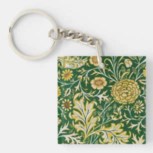 Porte-clés Vintage William Morris Cherwell Vert Floral Art
