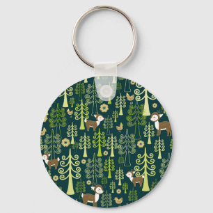 Porte-clés Vintages épinettes, cerfs motifs.