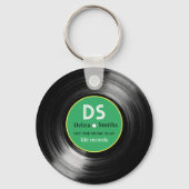 Porte-clés Vinyl Record avec nom Green Music Style (Recto)