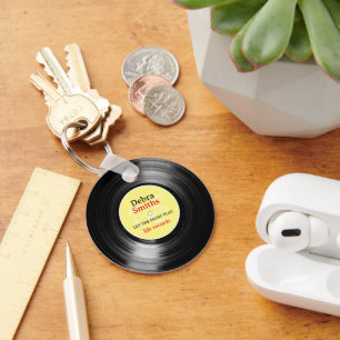 Porte-clés Vinyl Records avec nom de musicien Jaune