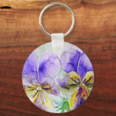 Porte-clés Viola violet fleurs florales Aquarelle Peinture (Recto)