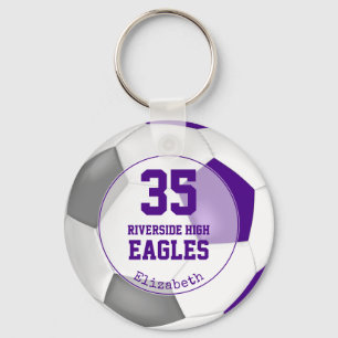 Porte-clés violet blanc gris balle de football l'esprit d'équ