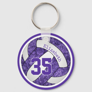 Porte-clés violet blanc personnage filles volleyball équipe c