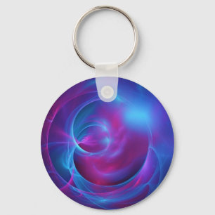 Porte-clés Violet bleu et rose Cosmique Tourbillonnant fracta