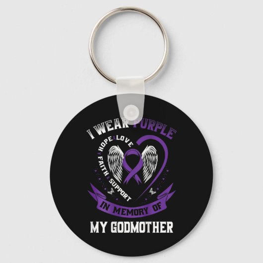 Porte-clés Violet En Mémoire De La Mère Godmère Cancer Pancré (Recto)