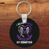 Porte-clés Violet En Mémoire De La Mère Godmère Cancer Pancré (Recto)