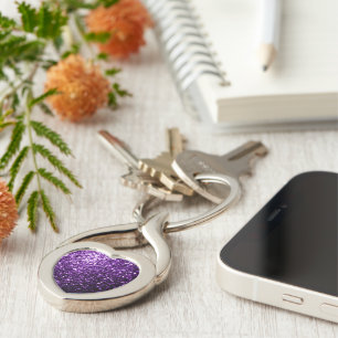 Porte-clés Violet foncé faux brillant paillettes scintillent