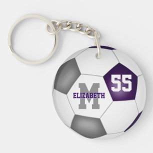 Porte-clés violet gris couleur école filles garçons soccer