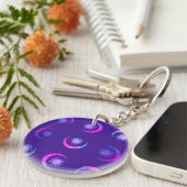 Porte-clés Violet Indigo Pourpre Lune & Soleil Zen (Devant droit)