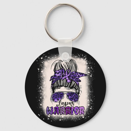 Porte-clés Violet Lupus Sensibilisation Leopard Messy Bun Lup (Recto)