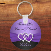 Porte-clés Violet, Noir Coeurs joints Mariage Faveur Porte -  (Recto)
