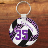 Porte-clés violet noir zèbre rayures accent filles volleyball (Recto)