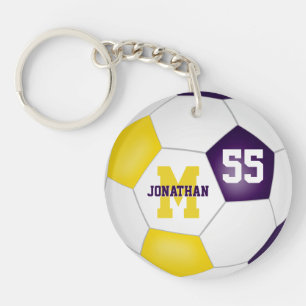 Porte-clés violet or blanc équipe couleurs sac de football ta