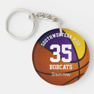 Porte-clés violet or garçon fille de basketball jersey numéro