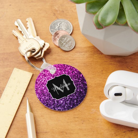 Porte-clés Violet rose ombre faux parties scintillant scintil (Bureau)