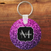 Porte-clés Violet rose ombre faux parties scintillant scintil (Recto)