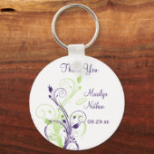 Porte-clés Violet Vert Blanc Floral Mariage Favoriser Porte - (Recto)