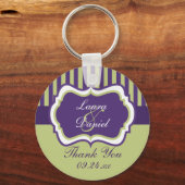 Porte-clés Violet, Vert, Blanc Frappé Mariage Faveur (Recto)