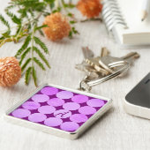 Porte-clés Violet, Violet Magenta et Cercles roses Monogramme (Côté)