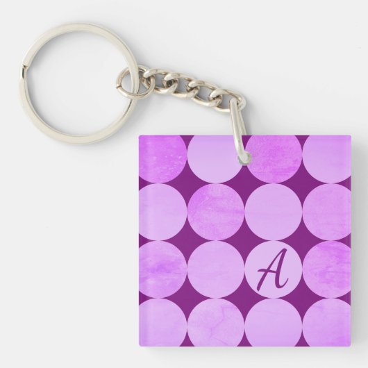 Porte-clés Violet, Violet Magenta et Cercles roses Monogramme (Devant)
