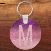 Porte-clés Violet violet rose triple Parties scintillant Ombr (Recto)