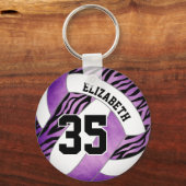 Porte-clés violet w zèbre rayures accent filles volleyball (Verso)