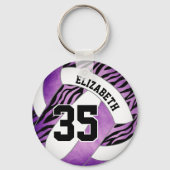 Porte-clés violet w zèbre rayures accent filles volleyball (Verso)