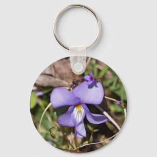 Porte-clés Violette à pieds d'oiseau avec bluets