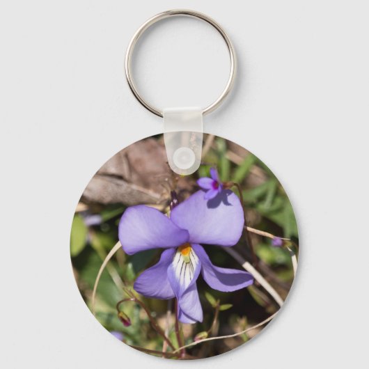 Porte-clés Violette à pieds d'oiseau avec bluets (Recto)