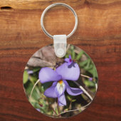 Porte-clés Violette à pieds d'oiseau avec bluets (Recto)