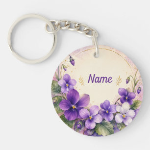 Porte-clés Violette personnalisée de février