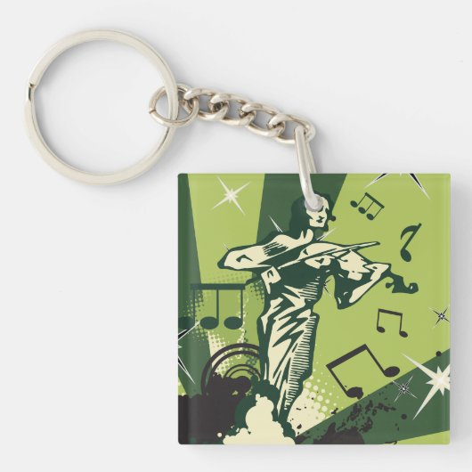 Porte-clés Violin Player Musical Notes (Devant)