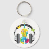 Porte-clés Violon Abstrait avec casque et musique (Recto)