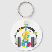 Porte-clés Violon Abstrait avec casque et musique (Verso)
