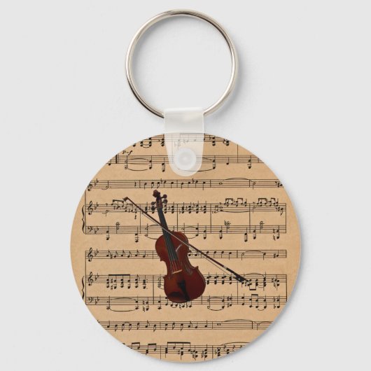Porte-clés Violon avec Arrière - plan de partitions (Recto)