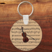Porte-clés Violon avec Arrière - plan de partitions (Recto)