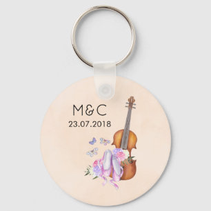 Porte-clés Violon, ballet Chaussures et papillons Mariage